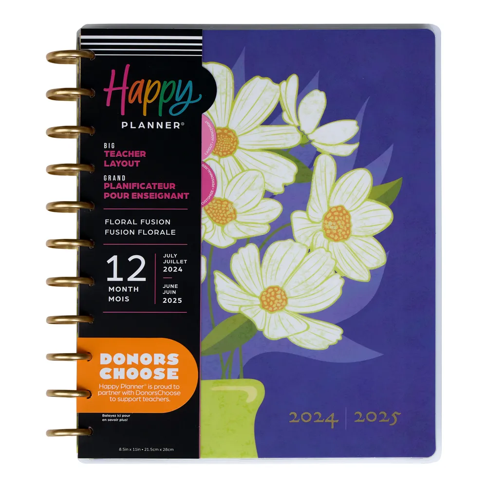 2024 Floral Fusion Teacher Happy Planner - Big Teacher Layout - 12 Months