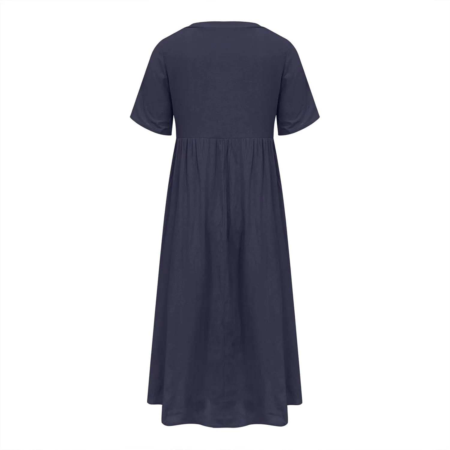 2025 Summer Boho Maxi Dress for Women V-Neck Button & Lace Trim Beach Vacation Dress with Pockets Loose Sundress