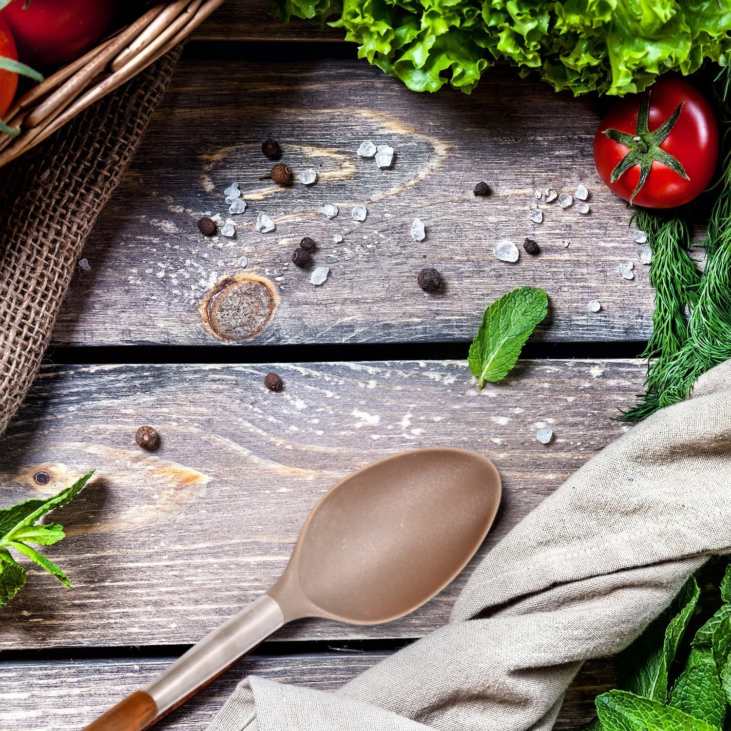 2845 Plastic Kitchen Wooden Handle Hand Held Safe Anti-rust Washable Reusable Cookware Indoor Cooking Tools
