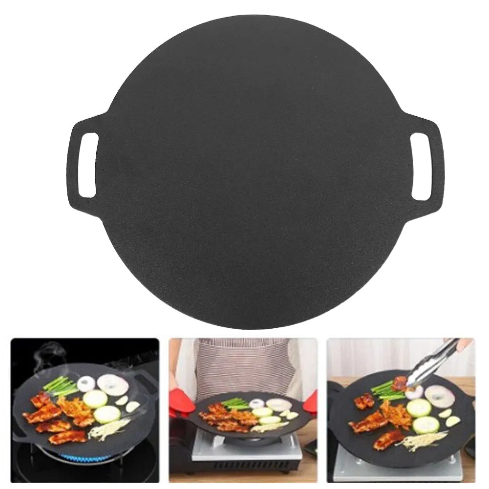 34cm | Seasoned Cast Iron Induction Crepes Pan | Baking Pancake Tool | Pizza Bakeware