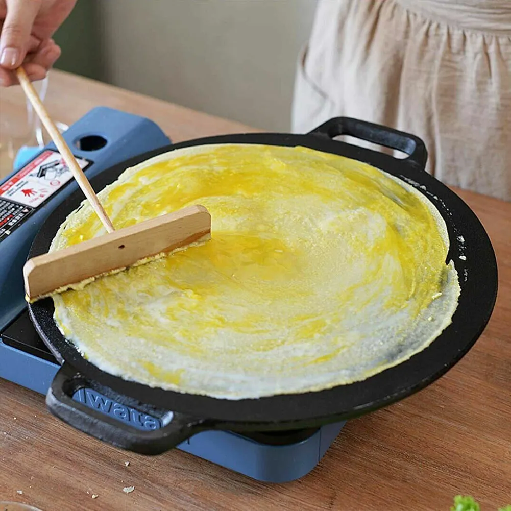 34cm | Seasoned Cast Iron Induction Crepes Pan | Baking Pancake Tool | Pizza Bakeware