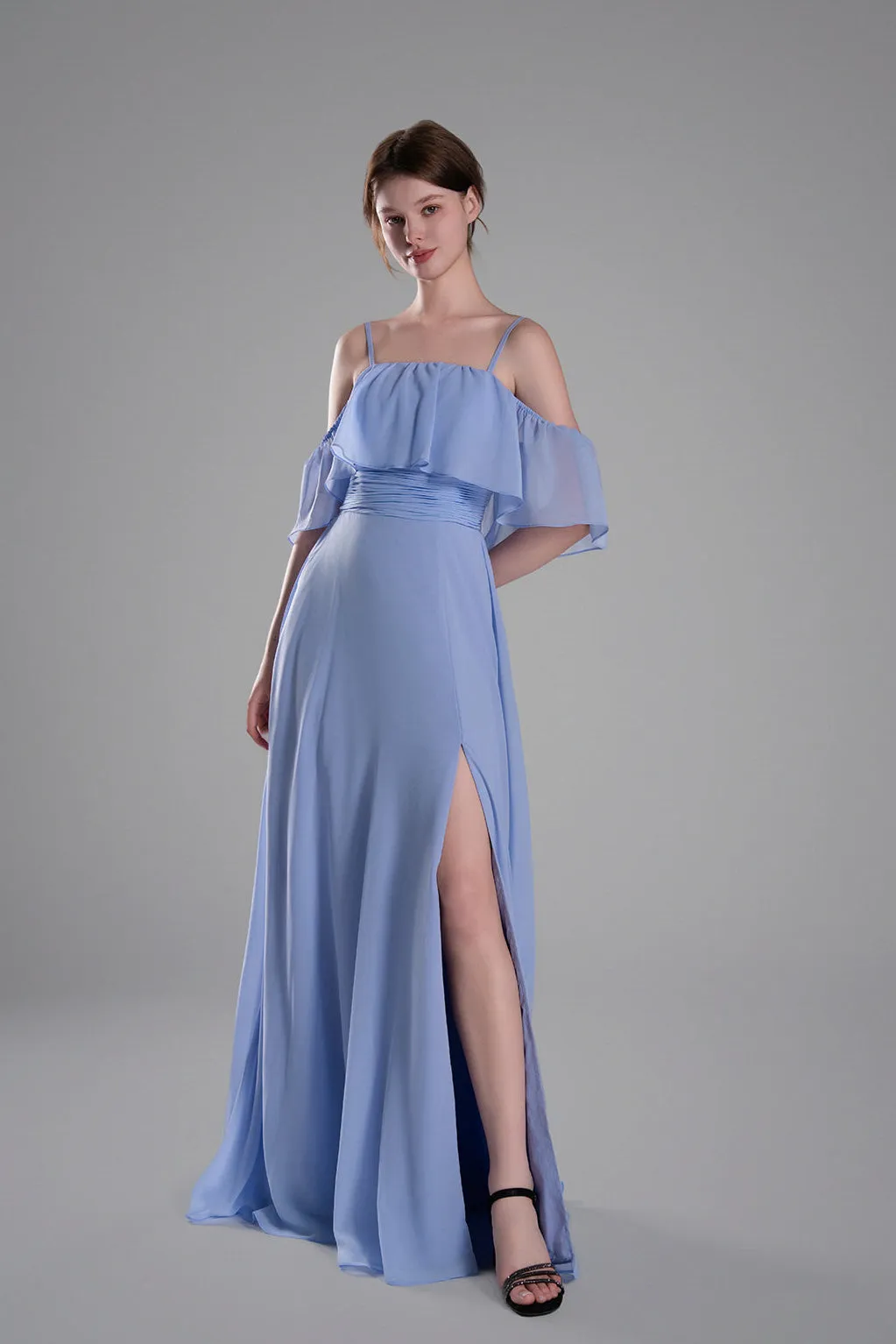 Adjustable Straps Off-Shoulder Ruffle Dresses