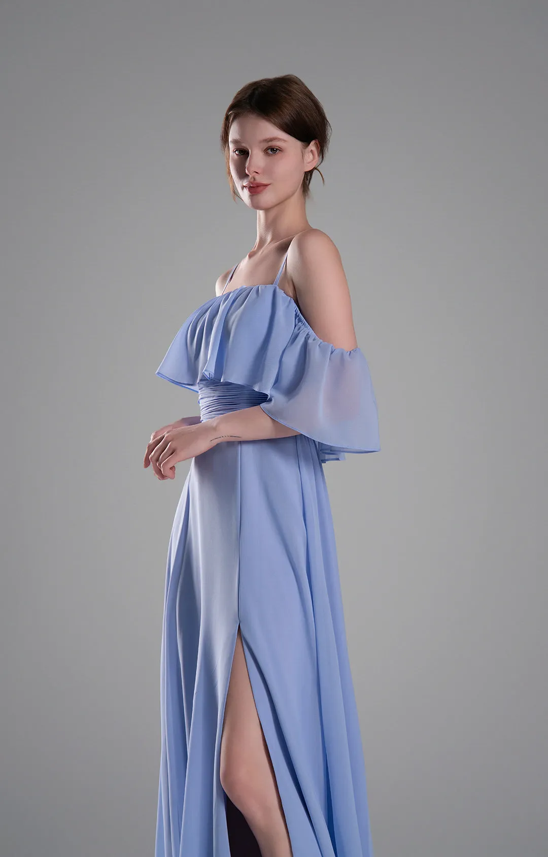 Adjustable Straps Off-Shoulder Ruffle Dresses