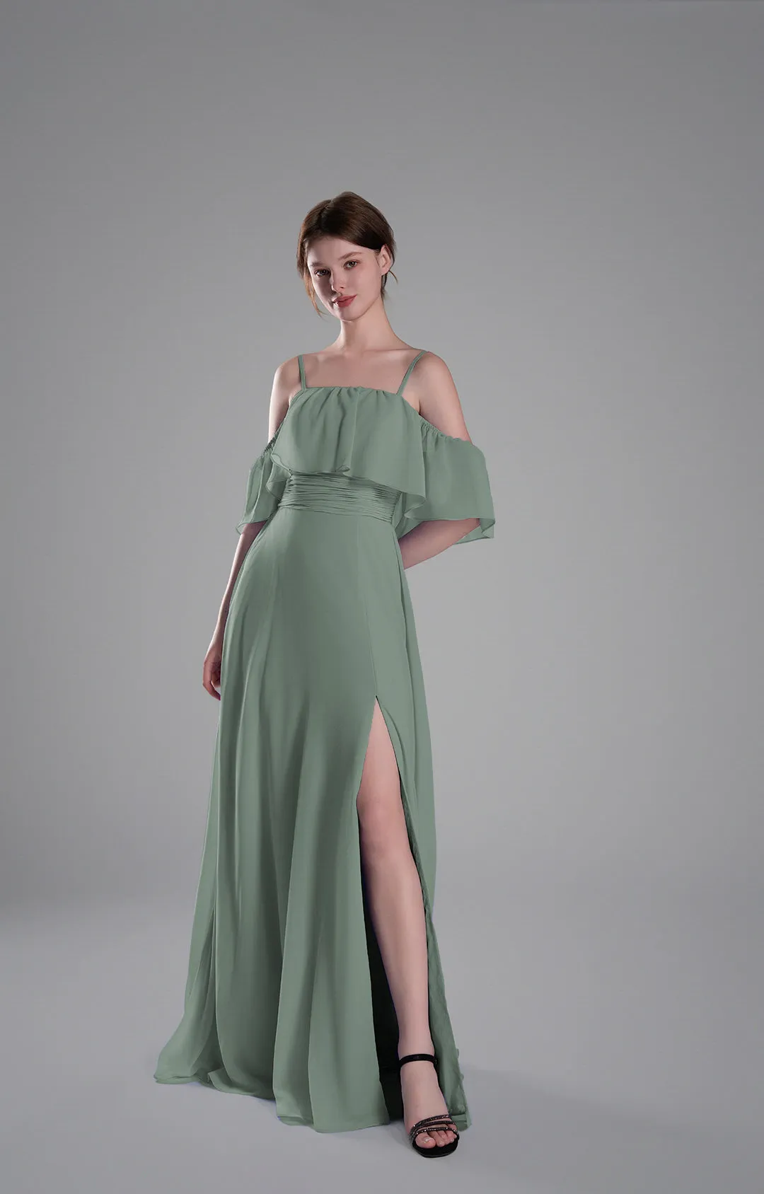 Adjustable Straps Off-Shoulder Ruffle Dresses