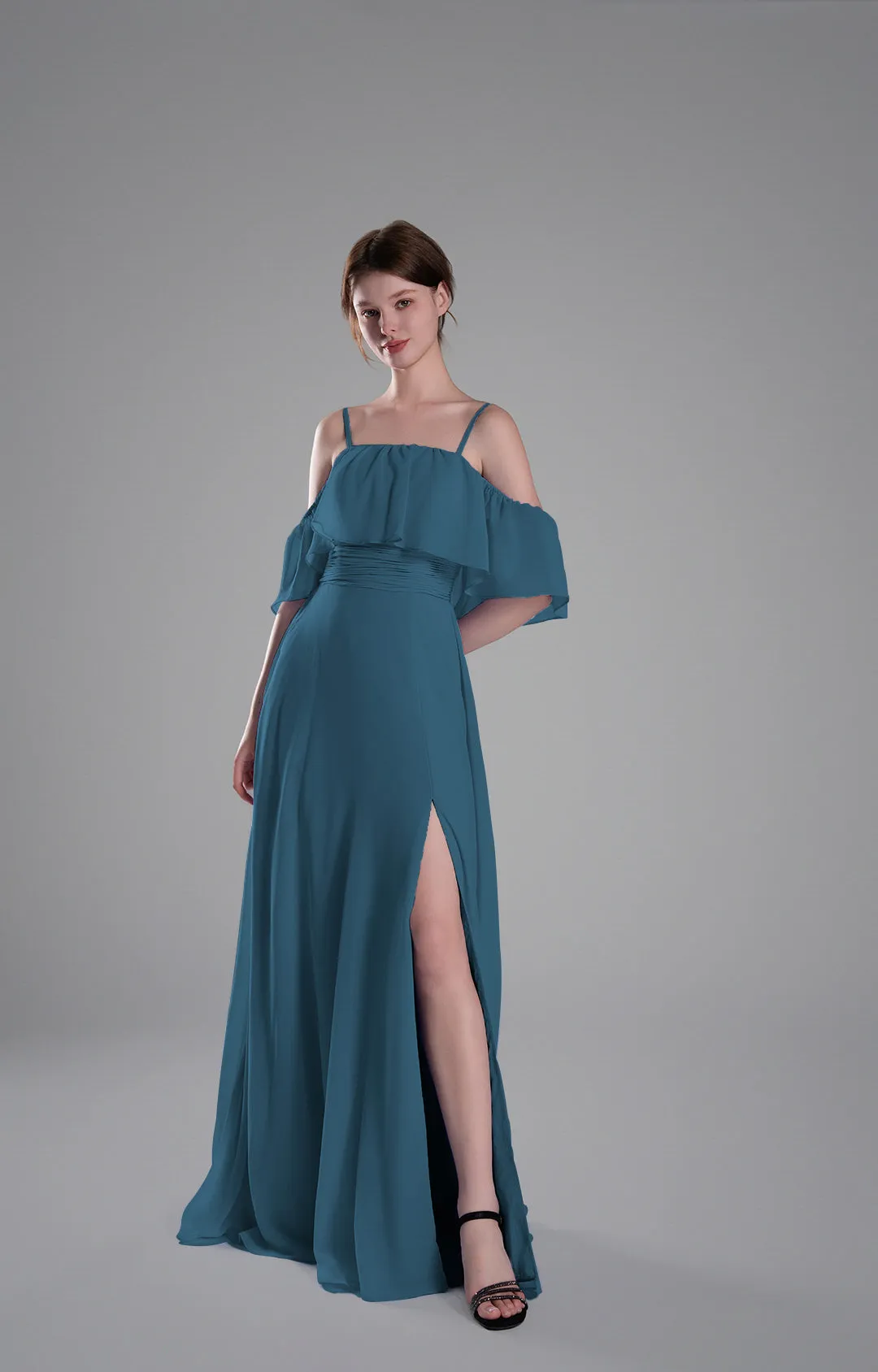 Adjustable Straps Off-Shoulder Ruffle Dresses