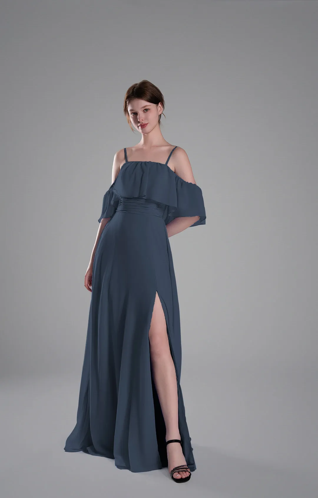 Adjustable Straps Off-Shoulder Ruffle Dresses