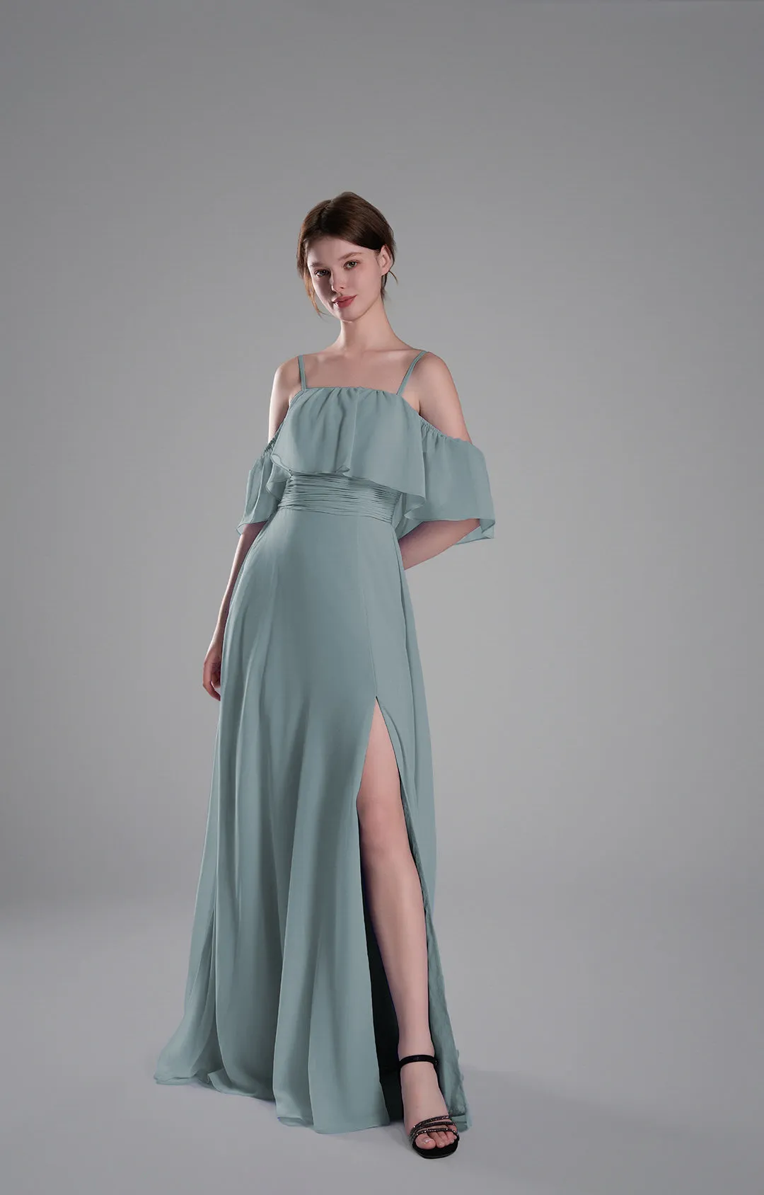 Adjustable Straps Off-Shoulder Ruffle Dresses