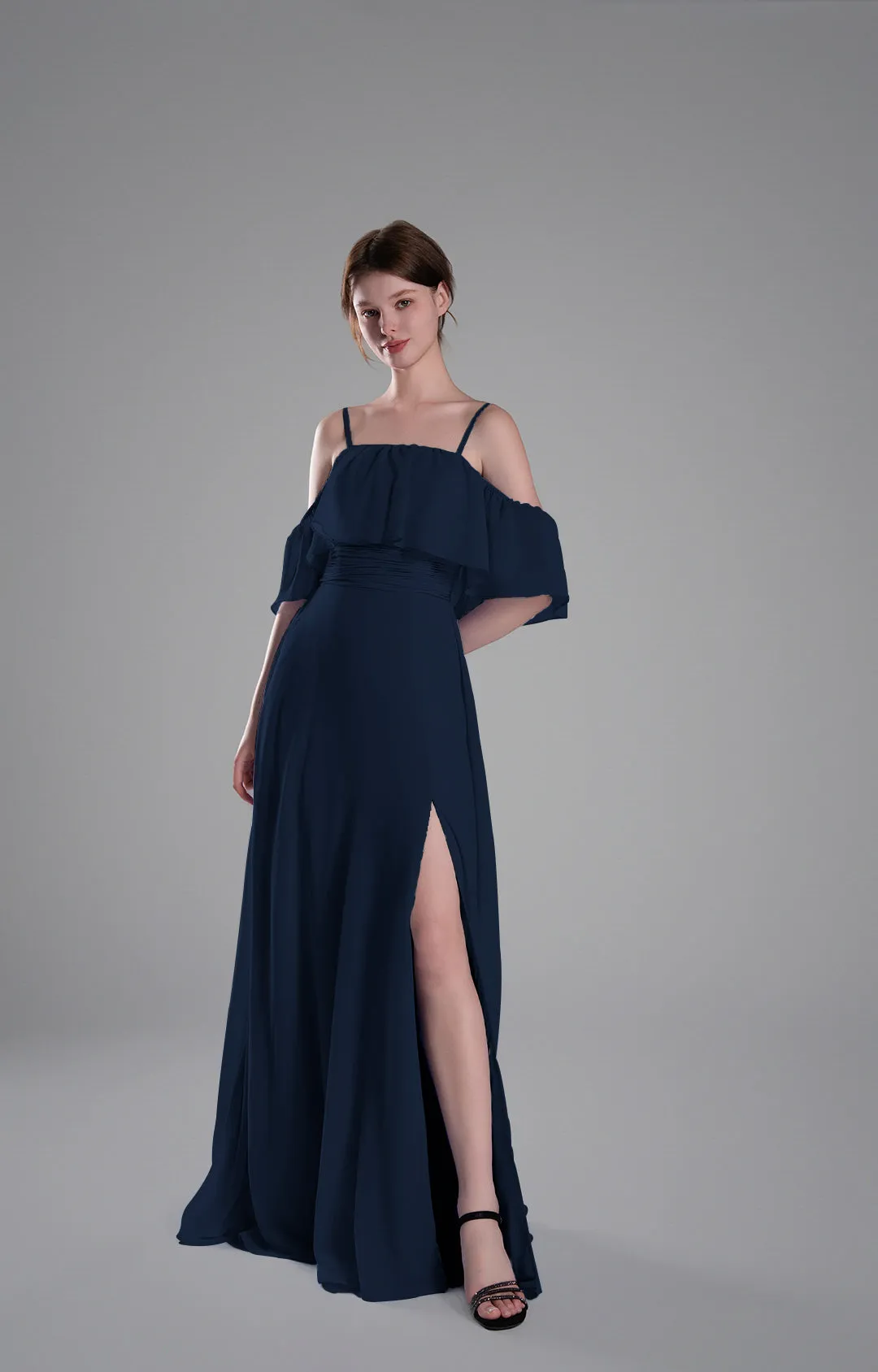 Adjustable Straps Off-Shoulder Ruffle Dresses