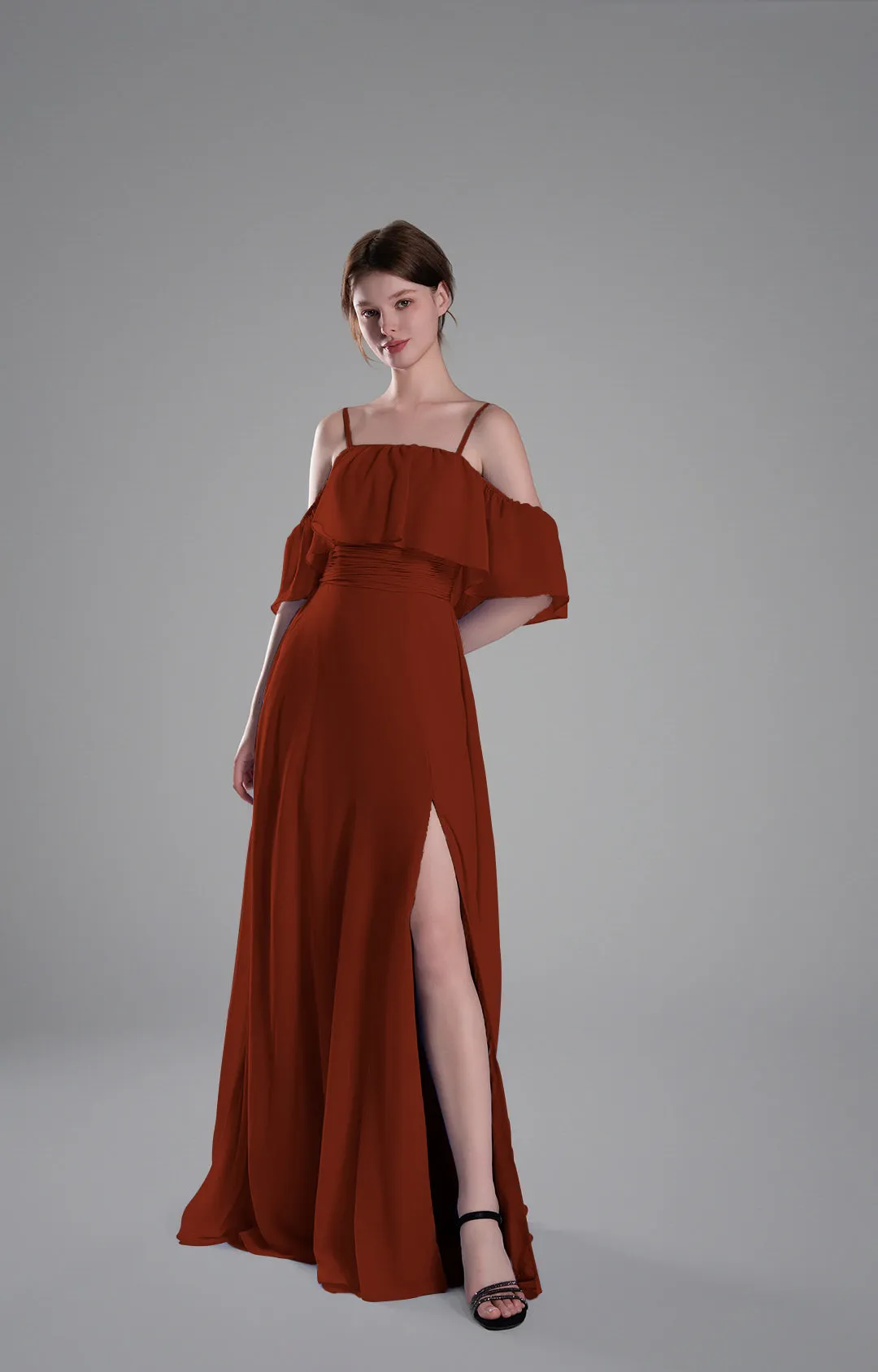 Adjustable Straps Off-Shoulder Ruffle Dresses