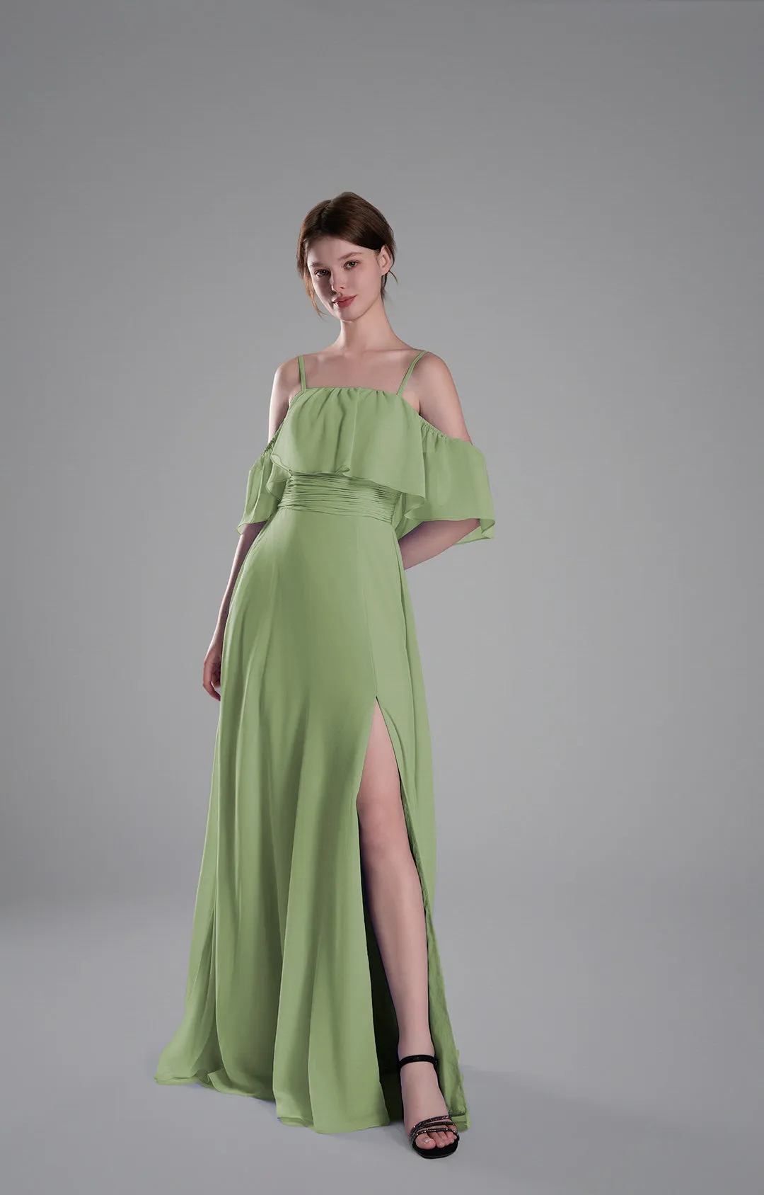 Adjustable Straps Off-Shoulder Ruffle Dresses