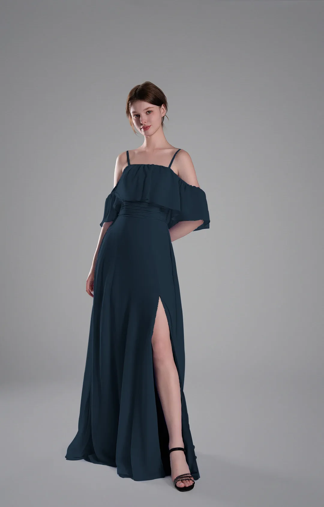 Adjustable Straps Off-Shoulder Ruffle Dresses