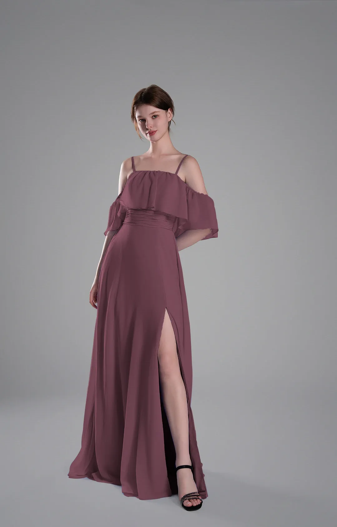 Adjustable Straps Off-Shoulder Ruffle Dresses