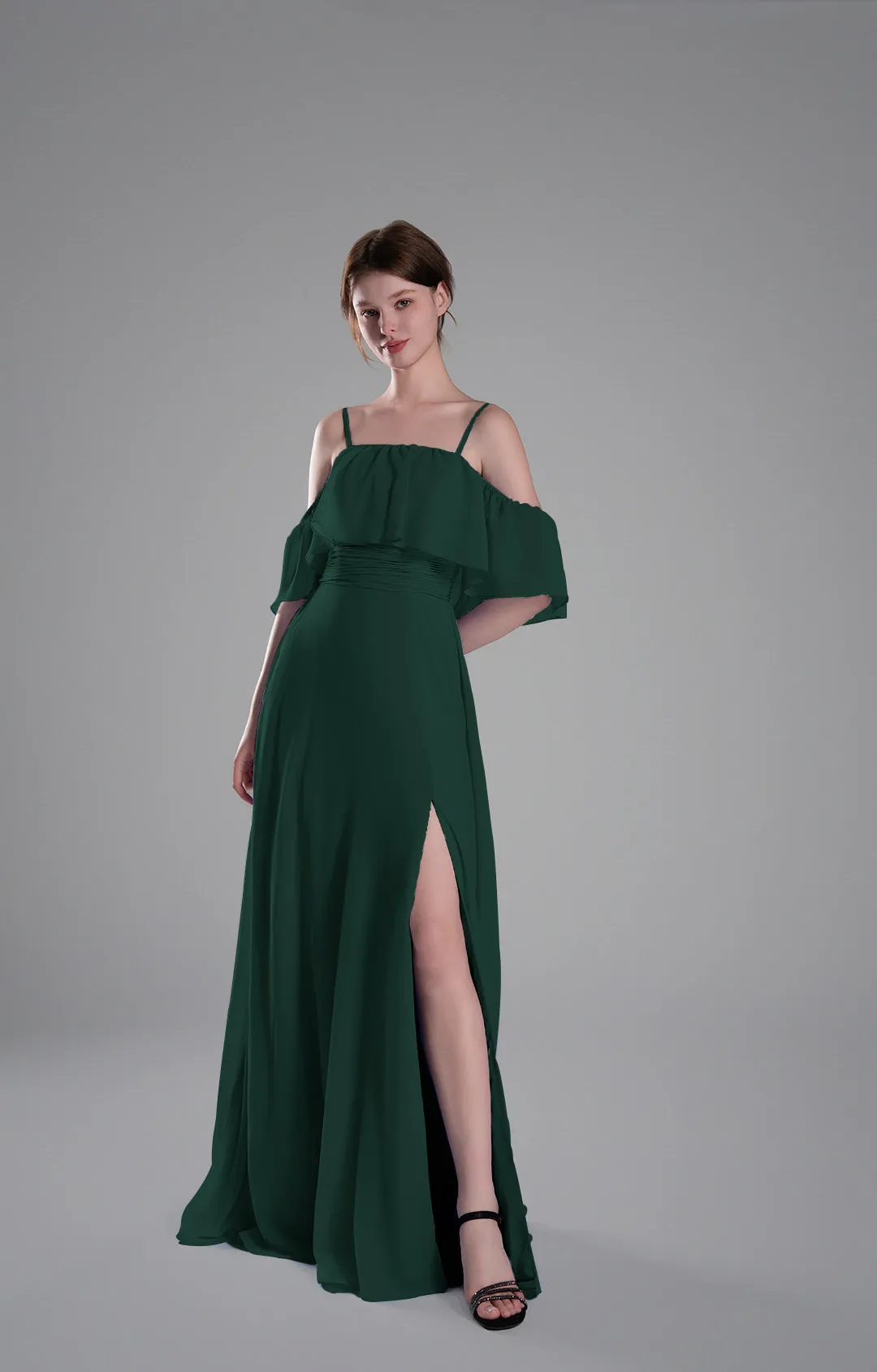 Adjustable Straps Off-Shoulder Ruffle Dresses