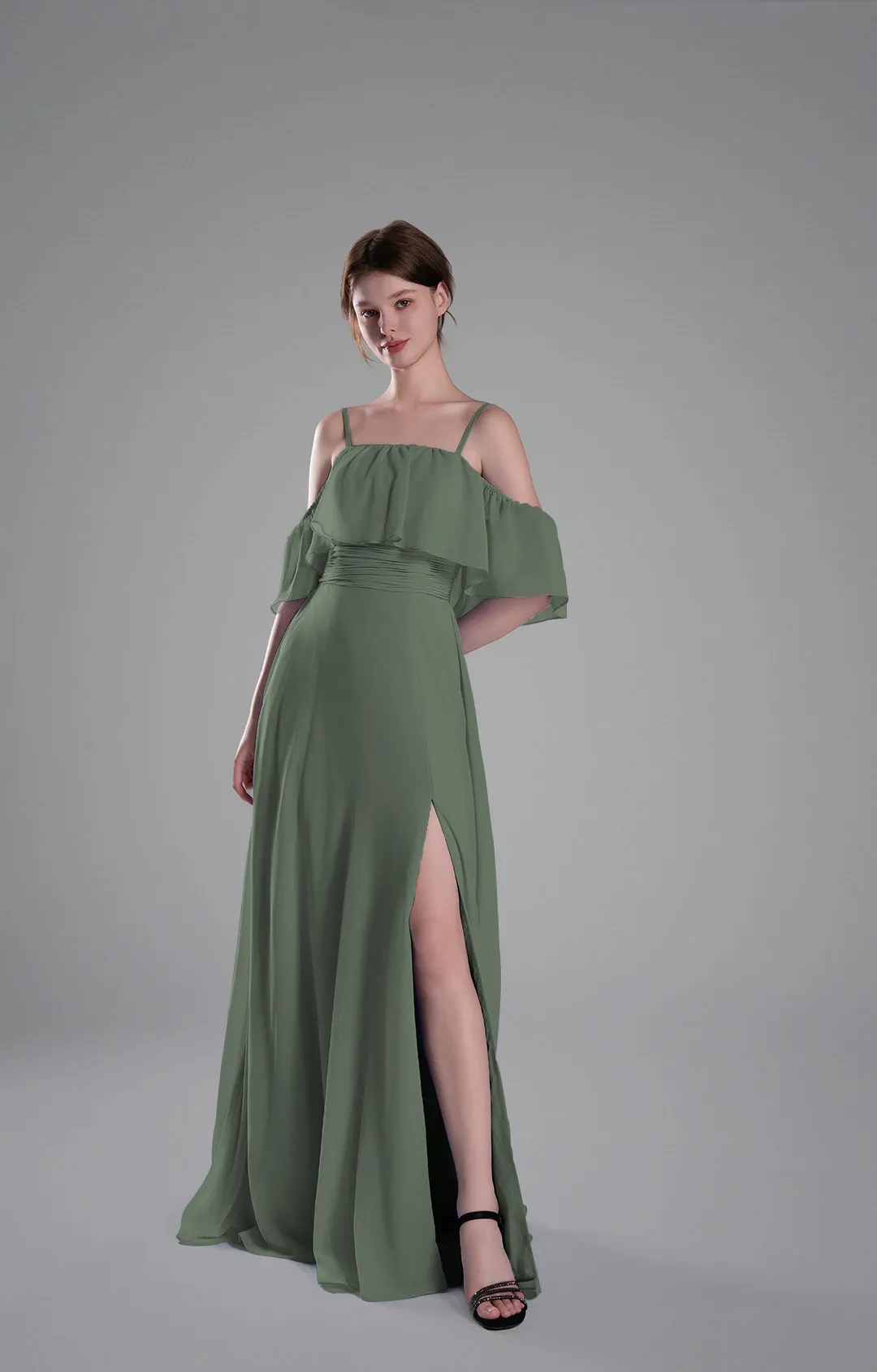 Adjustable Straps Off-Shoulder Ruffle Dresses