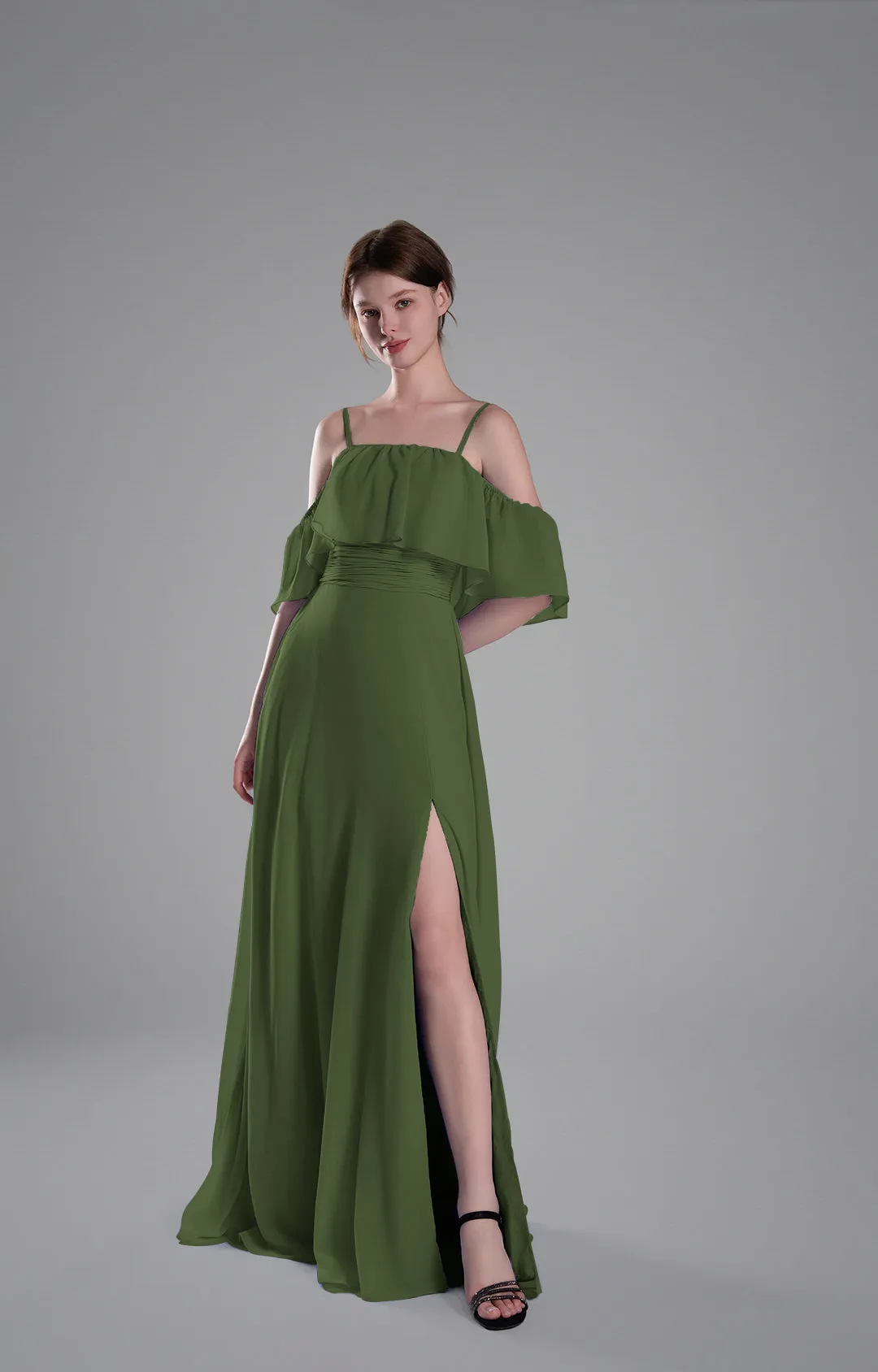 Adjustable Straps Off-Shoulder Ruffle Dresses