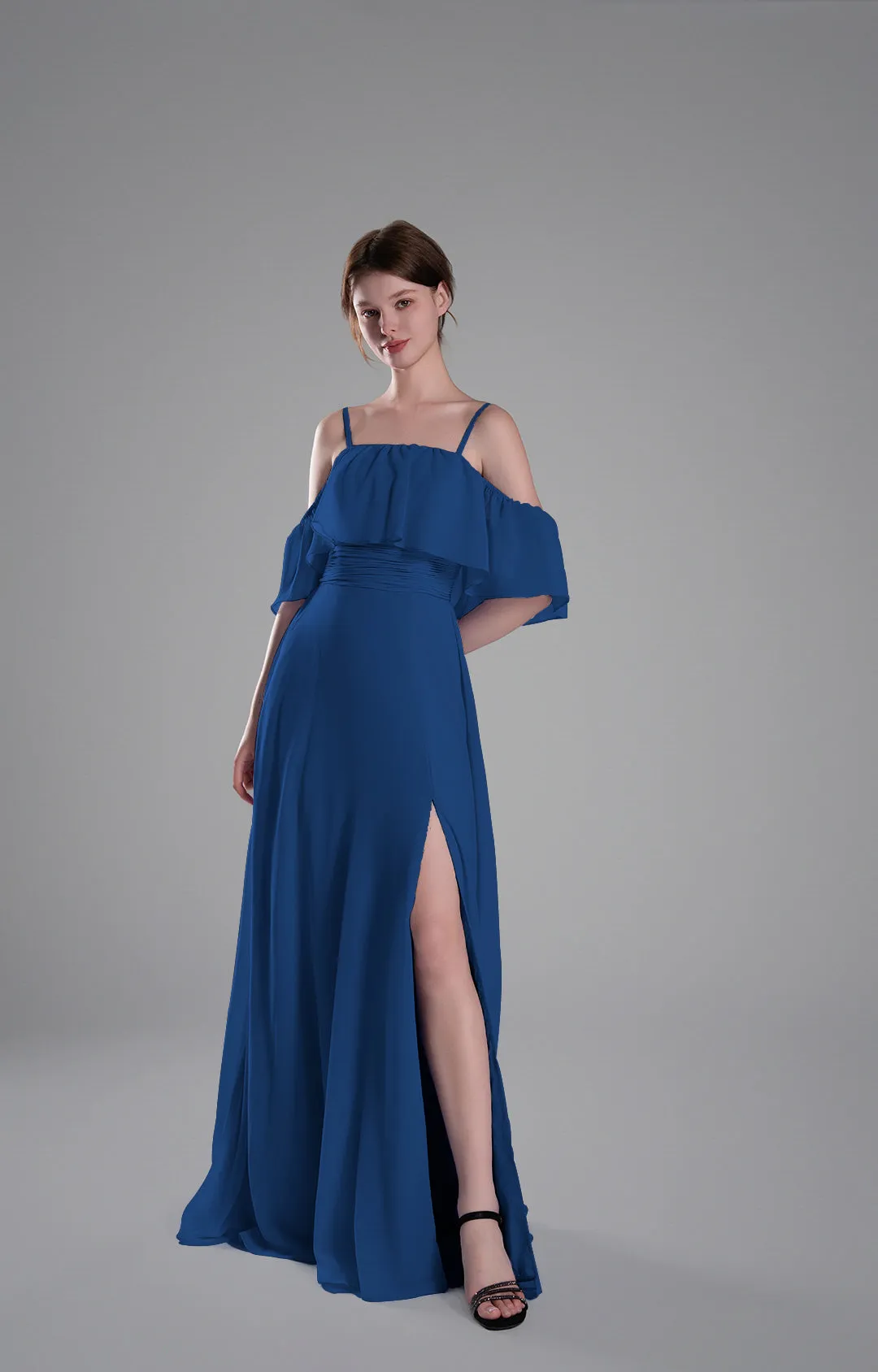 Adjustable Straps Off-Shoulder Ruffle Dresses