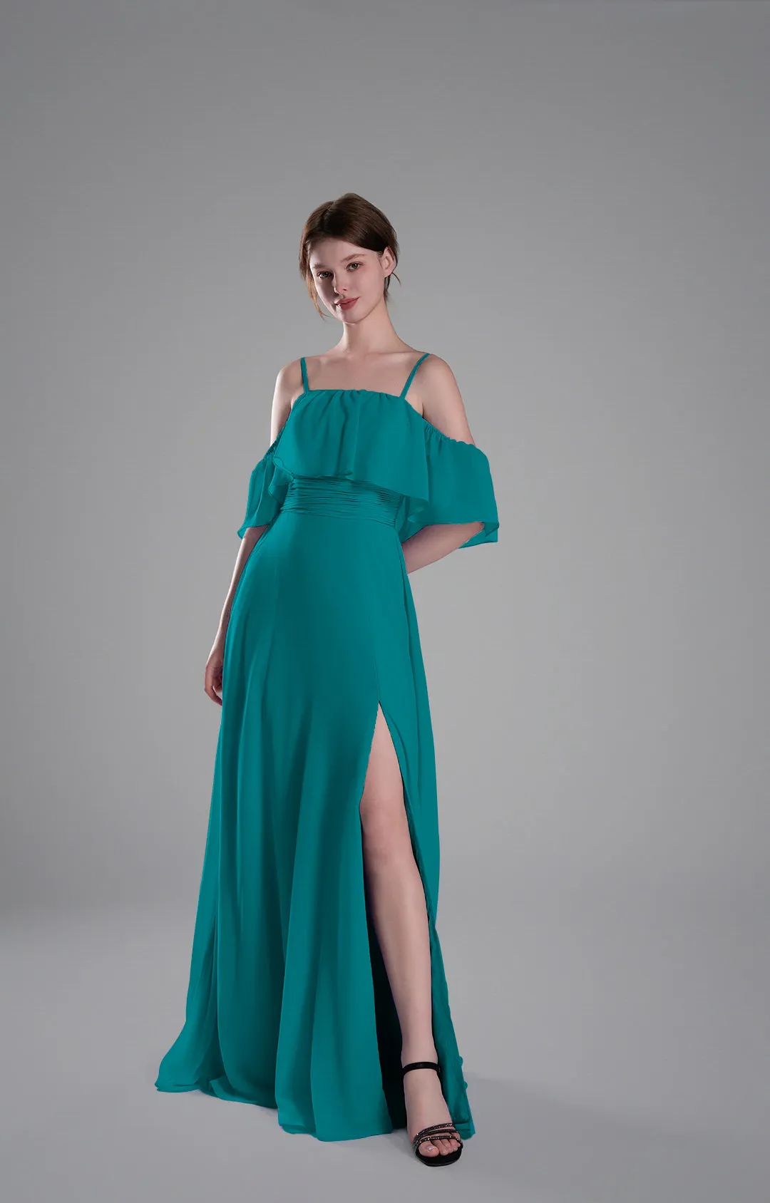 Adjustable Straps Off-Shoulder Ruffle Dresses