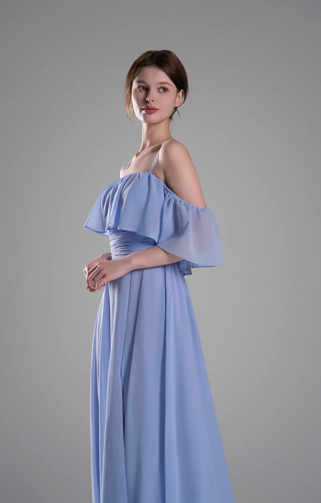 Adjustable Straps Off-Shoulder Ruffle Dresses