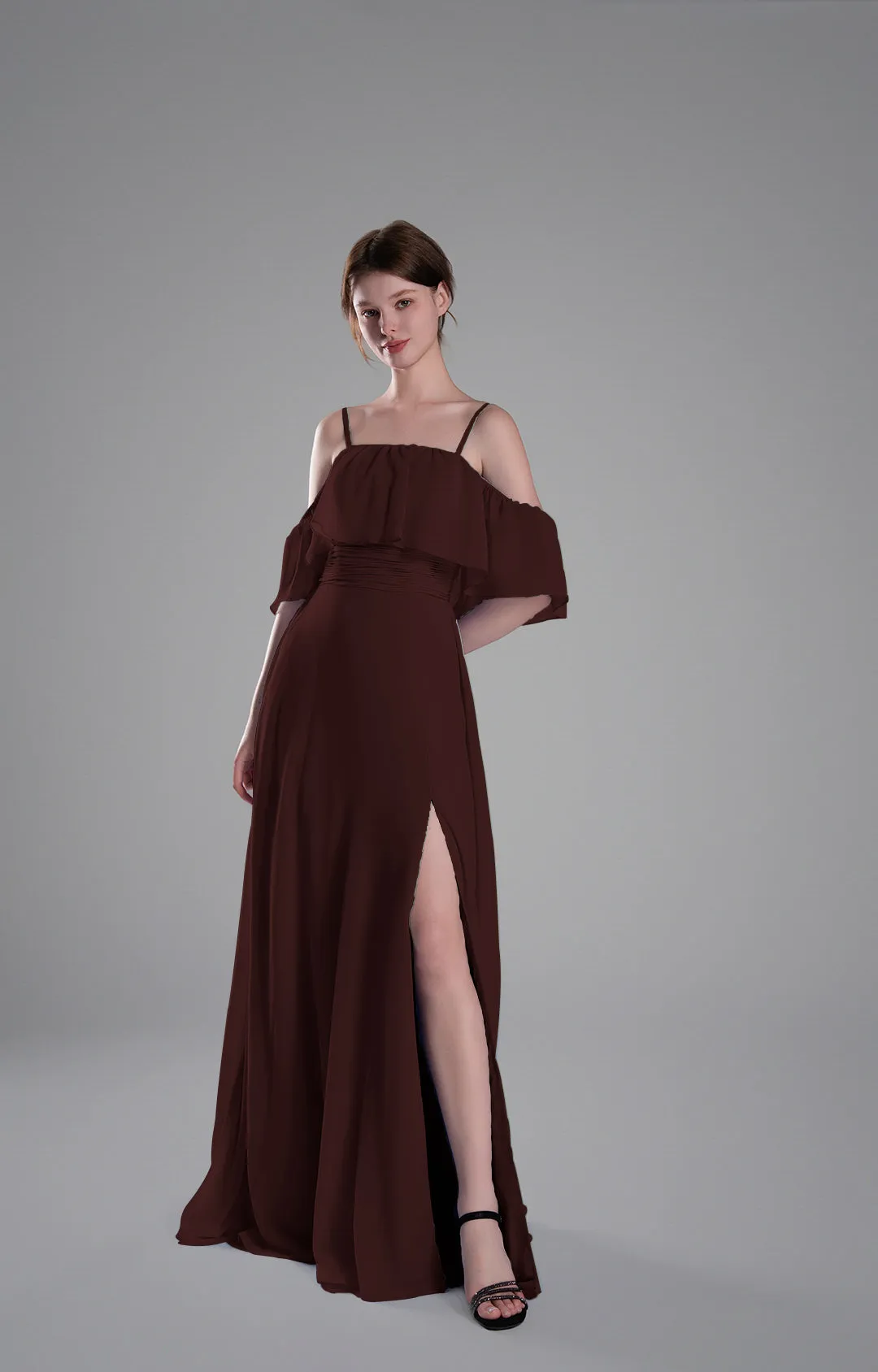Adjustable Straps Off-Shoulder Ruffle Dresses