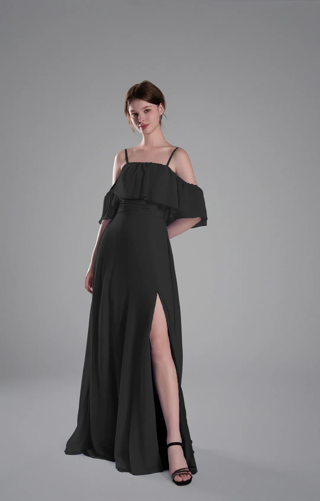 Adjustable Straps Off-Shoulder Ruffle Dresses