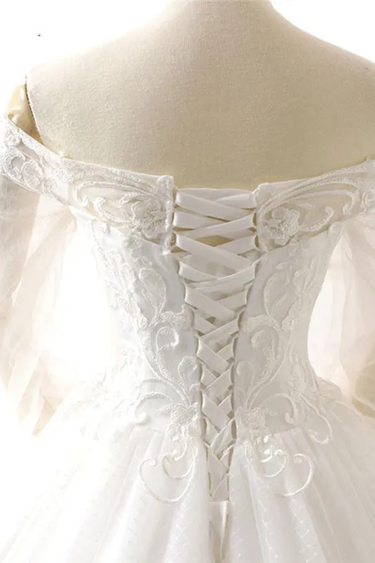 Appliques Long Sleeve Off Shoulder Wedding Dress