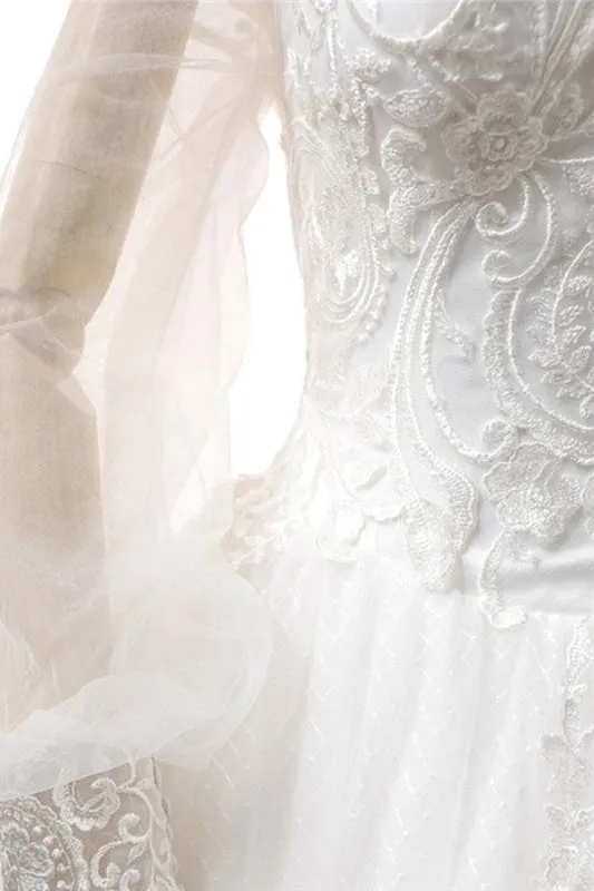 Appliques Long Sleeve Off Shoulder Wedding Dress