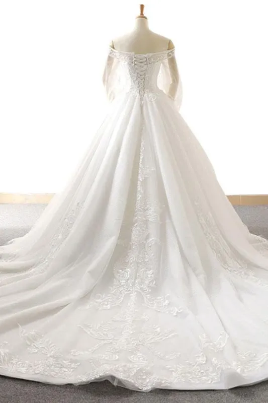 Appliques Long Sleeve Off Shoulder Wedding Dress