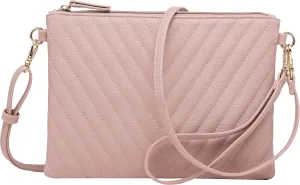 B BRENTANO Chevron Embroidered Crossbody Clutch Bag Pouch with Removable Wristlet & Adjustable Shoulder Strap