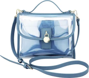 B BRENTANO Clear Top Handle Satchel Crossbody Bag with Removable Wristlet Pouch (Stadium Policy-Compliant Bag)