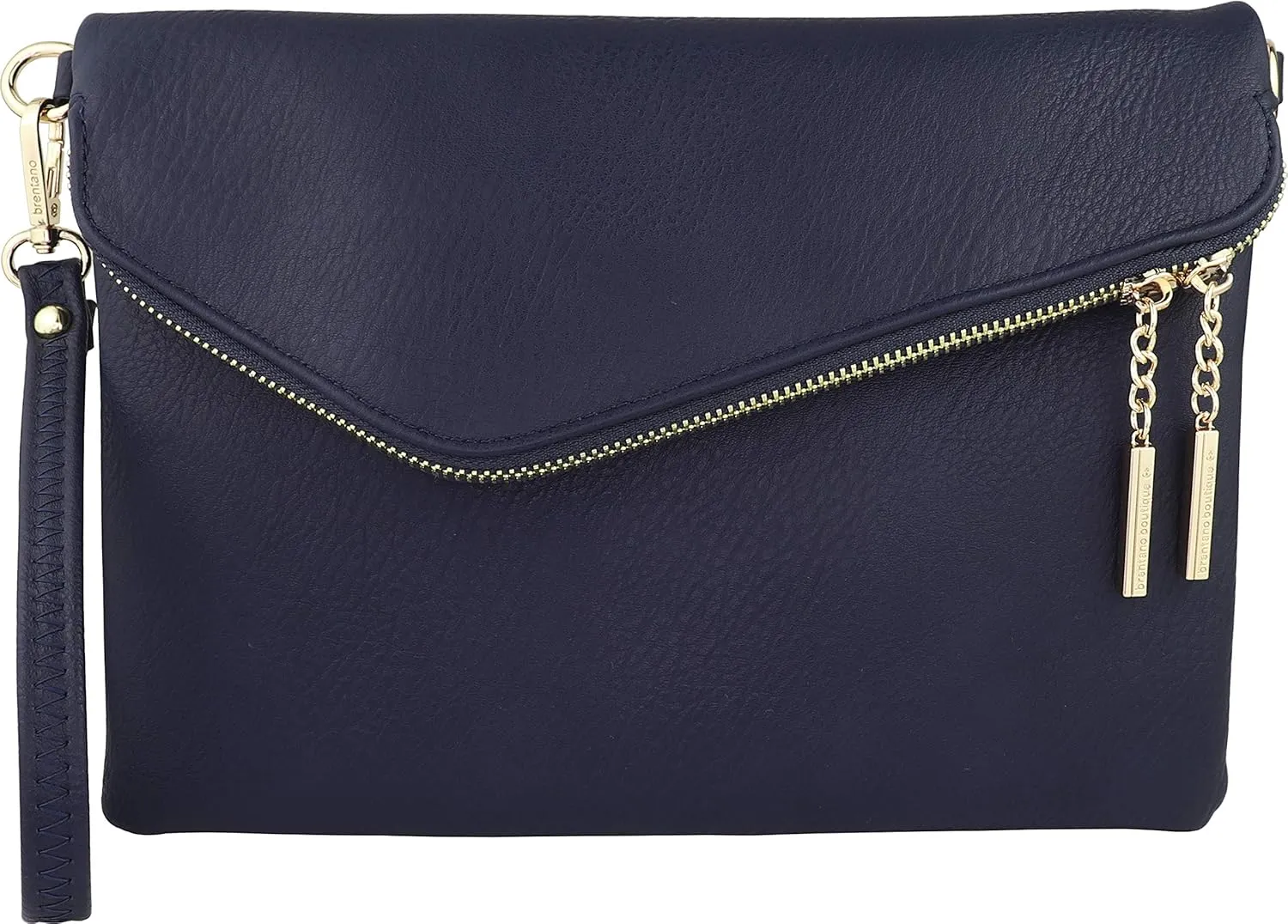B BRENTANO Fold-Over Envelope Wristlet Clutch Crossbody Bag with Tassel Accents