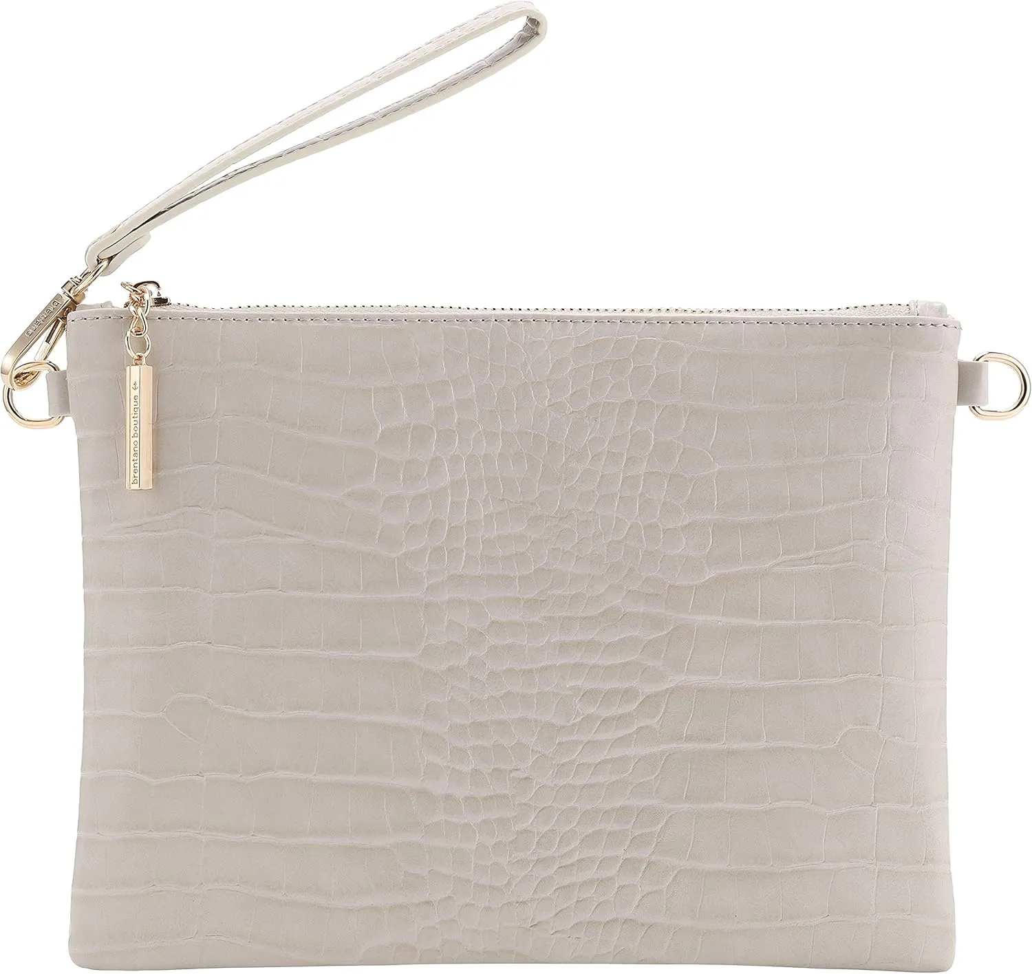 B BRENTANO Vegan Clutch Bag Pouch with removable wristlet and two size metal chain