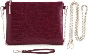 B BRENTANO Vegan Clutch Bag Pouch with removable wristlet and two size metal chain