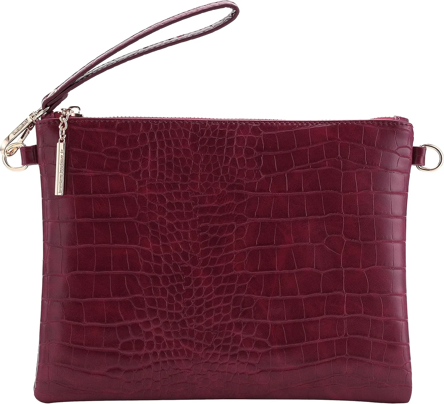 B BRENTANO Vegan Clutch Bag Pouch with removable wristlet and two size metal chain