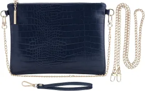 B BRENTANO Vegan Clutch Bag Pouch with removable wristlet and two size metal chain