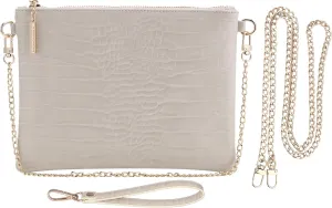 B BRENTANO Vegan Clutch Bag Pouch with removable wristlet and two size metal chain