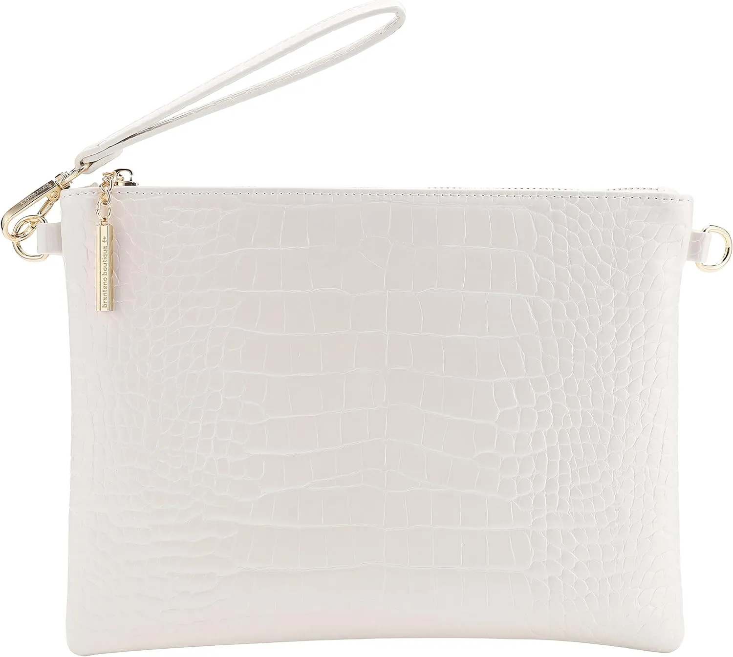 B BRENTANO Vegan Clutch Bag Pouch with removable wristlet and two size metal chain
