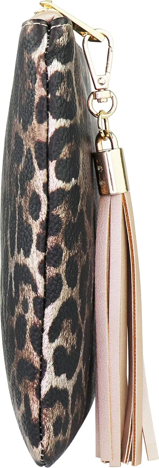 B BRENTANO Vegan Clutch Bag Pouch with Tassel Accent