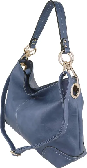 B BRENTANO Vegan Leather Large Hobo Shoulder Bag with Snap Hook Hardware