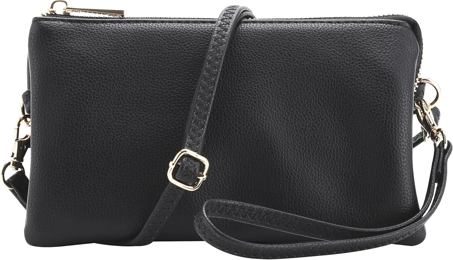 B BRENTANO Vegan Leather Multi-Pocket Crossbody Purse/Clutch with Card Slots, Removable Wristlet & Adjustable Shoulder Strap