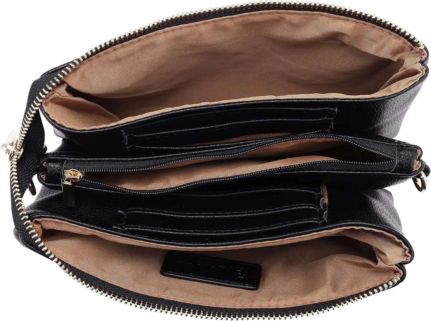 B BRENTANO Vegan Leather Multi-Pocket Crossbody Purse/Clutch with Card Slots, Removable Wristlet & Adjustable Shoulder Strap