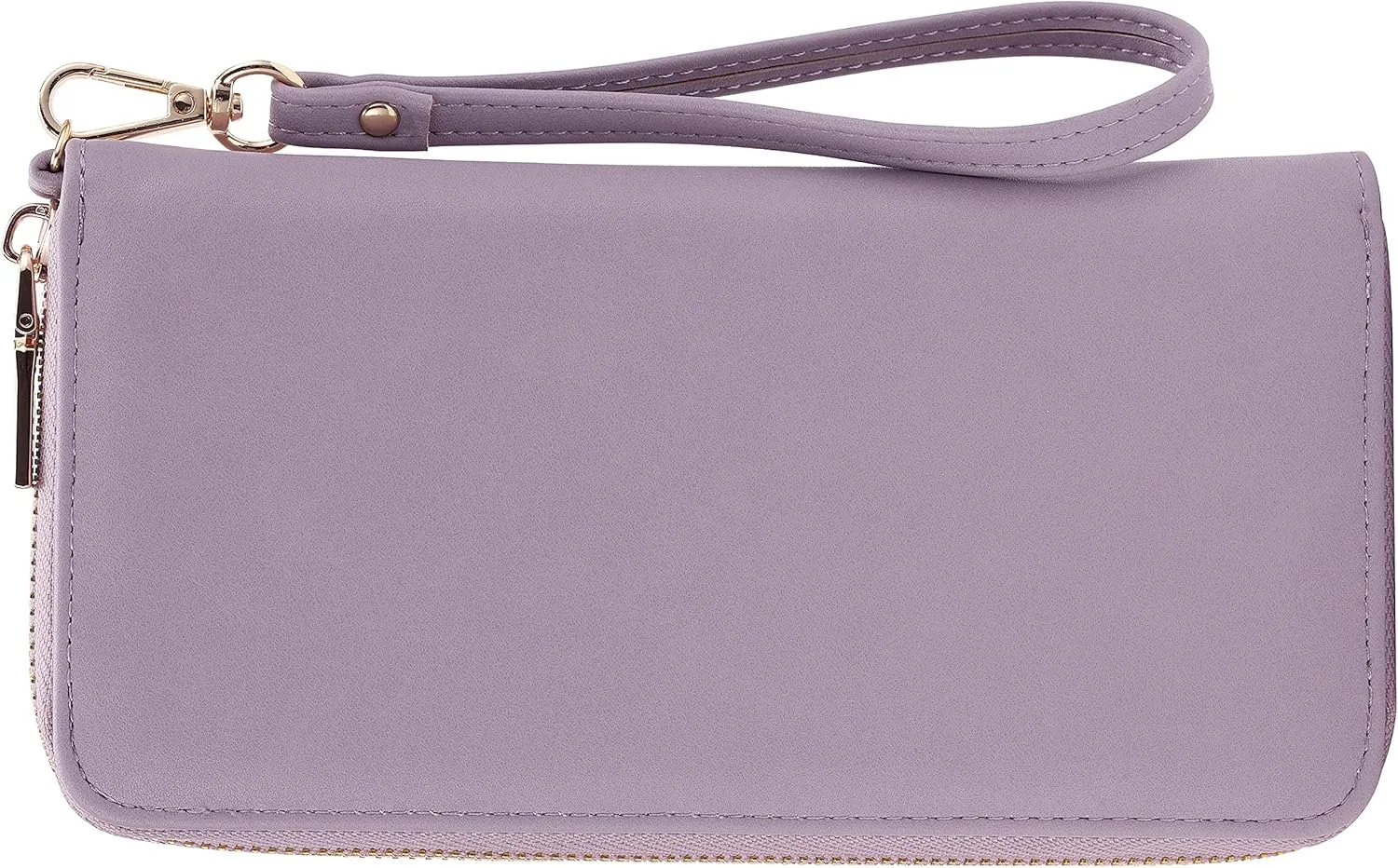 B BRENTANO Vegan Leather Slim Single-Zipper Wallet with Pocket, Wristlet and Tassel Accent (Lilac)
