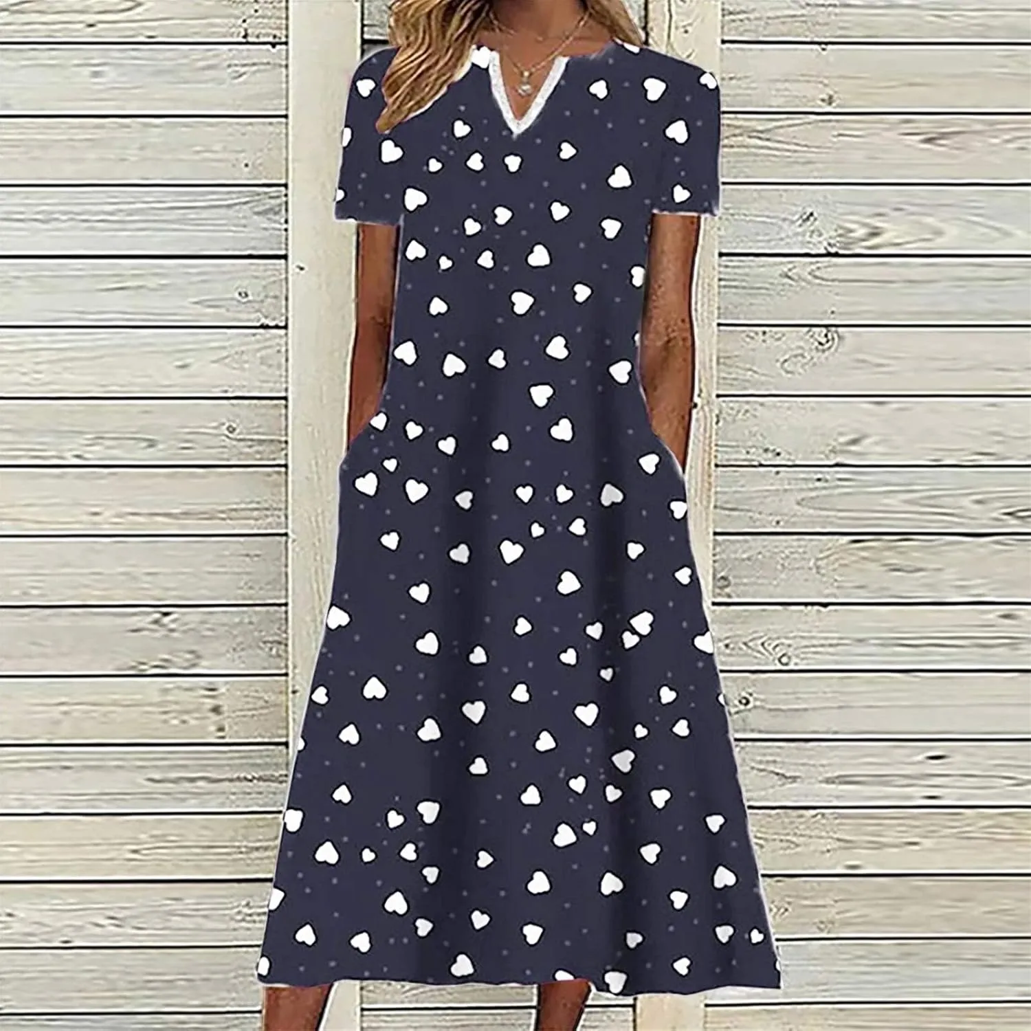 Casual Maxi Dresses for Women Short Sleeve Beach Vacation Sundress Floral Print Loose Flowy A-Line Shirt Dresses