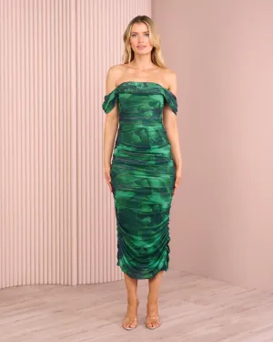 Chelsea Ruched Mesh Midi Dress