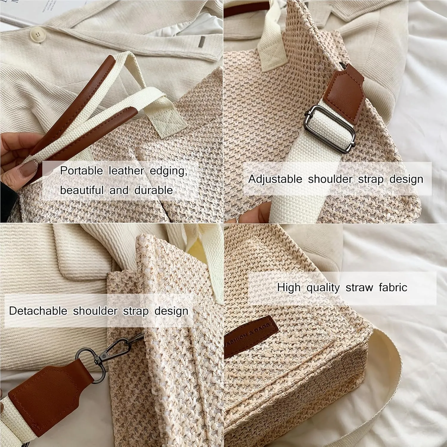Cherry Tote Bag for Women Canvas Patched Purse Cute Shoulder Bag Multi-Pocket Satchel Handbag for work travel