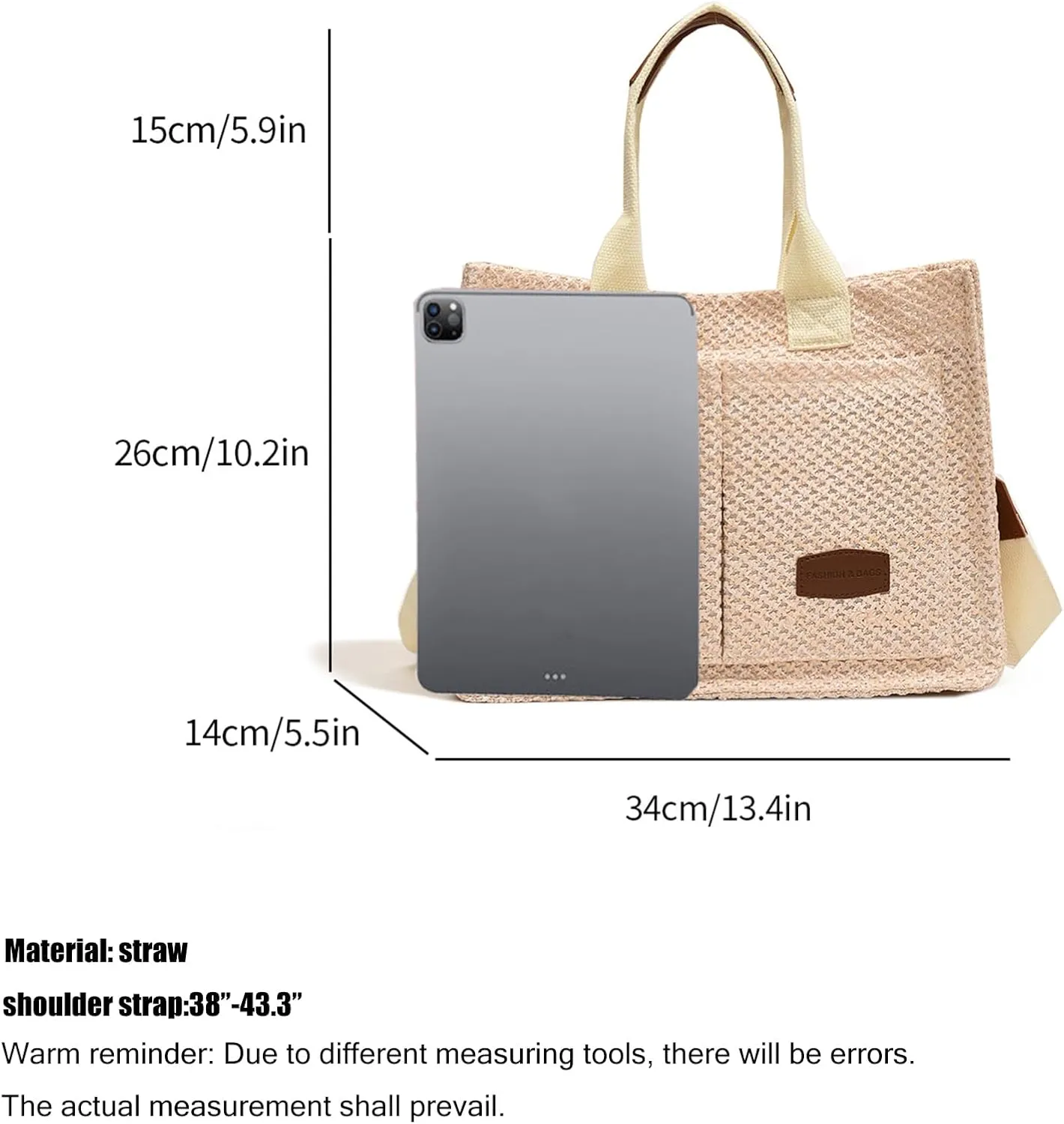 Cherry Tote Bag for Women Canvas Patched Purse Cute Shoulder Bag Multi-Pocket Satchel Handbag for work travel