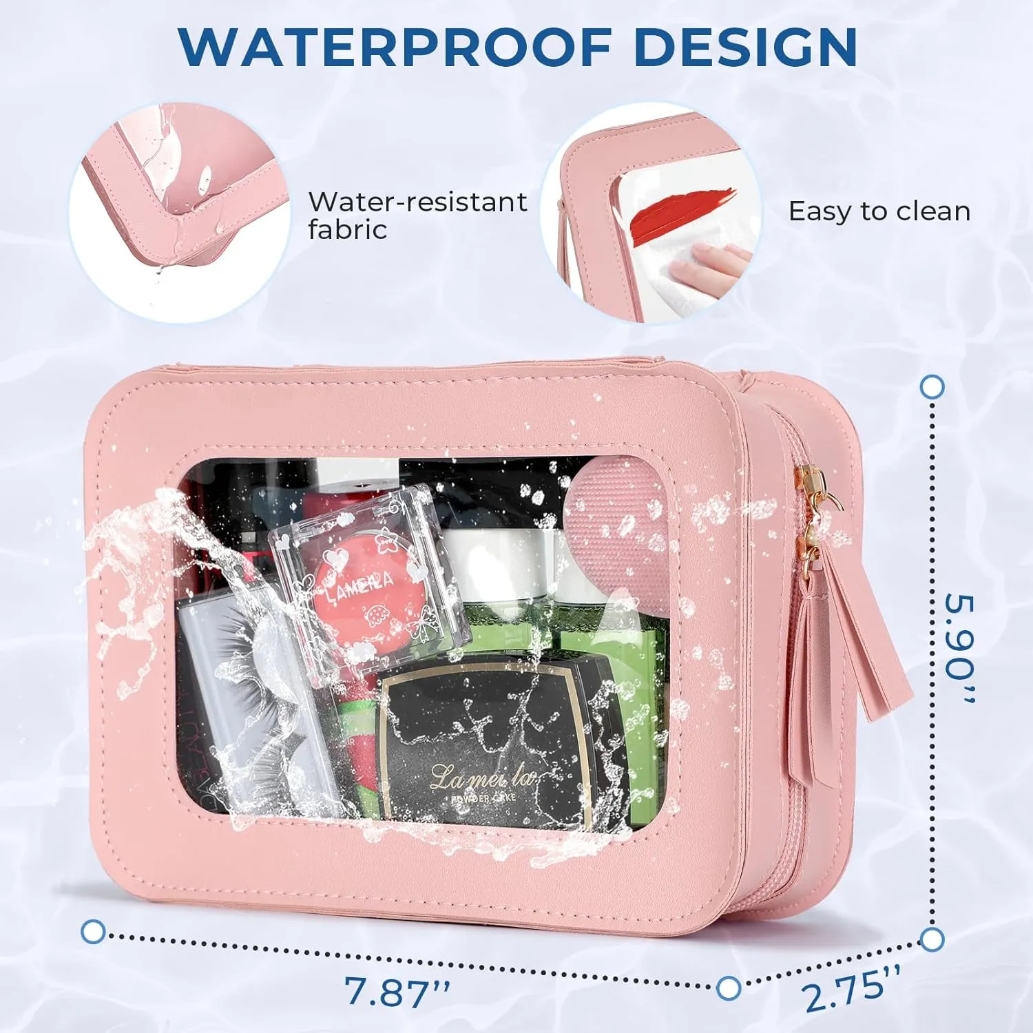 Clear Makeup Bag Cosmetic Organizer Case Clear Cosmetic Bag with Zipper Travel Toiletry Bag for Women Traveling TSA Approved Transparent Bag Car for Essentials