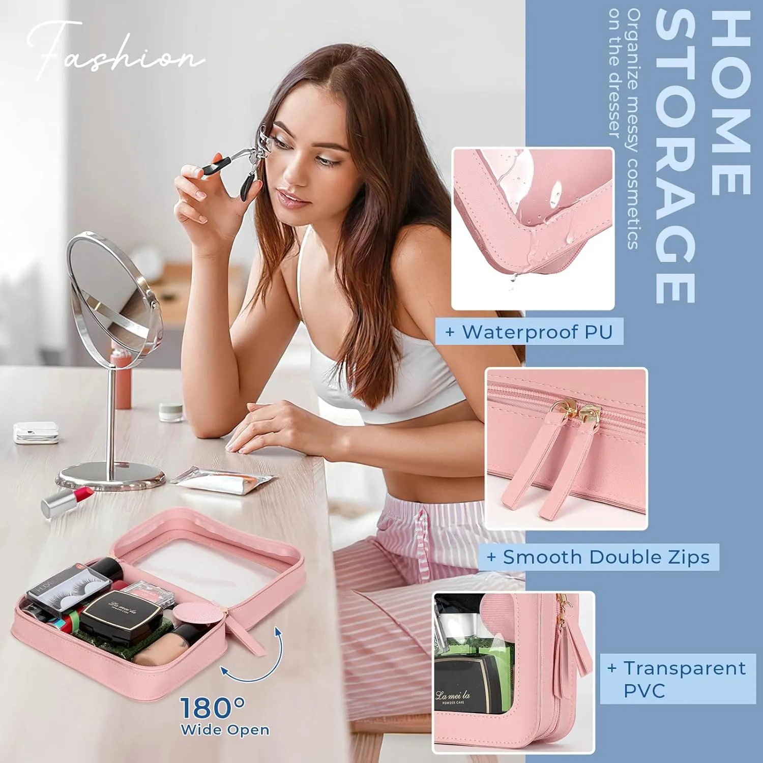 Clear Makeup Bag Cosmetic Organizer Case Clear Cosmetic Bag with Zipper Travel Toiletry Bag for Women Traveling TSA Approved Transparent Bag Car for Essentials