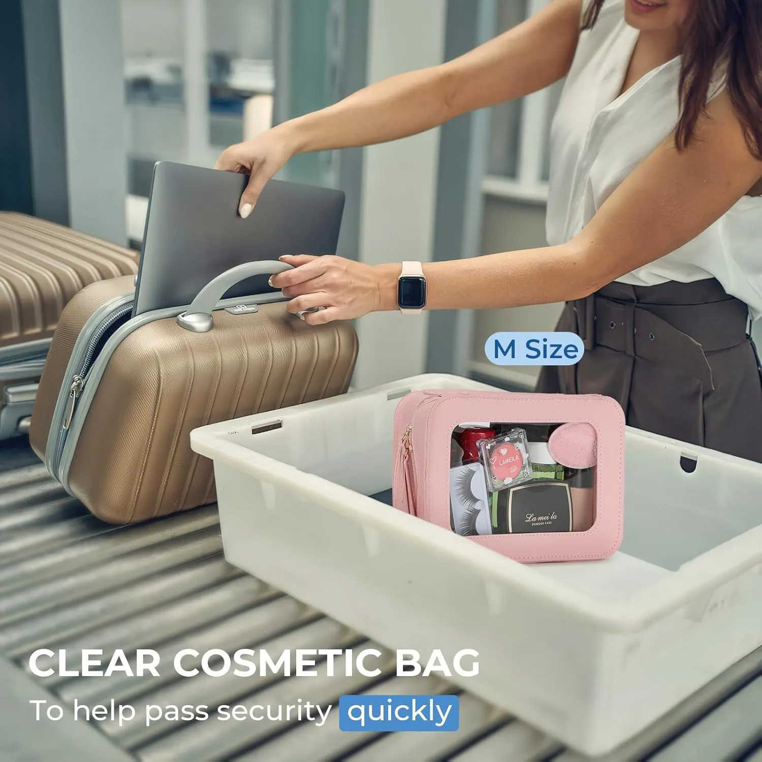 Clear Makeup Bag Cosmetic Organizer Case Clear Cosmetic Bag with Zipper Travel Toiletry Bag for Women Traveling TSA Approved Transparent Bag Car for Essentials