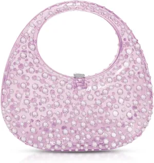 Clutch Purses for Women, Diamantes Evening Bag, Pink Acrylic Tote Bag, Small Tote Bag, Handbags for Wedding, Prom, Parties, Travel (Purple)