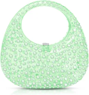 Clutch Purses for Women, Diamantes Evening Bag, Pink Acrylic Tote Bag, Small Tote Bag, Handbags for Wedding, Prom, Parties, Travel(Green 2)